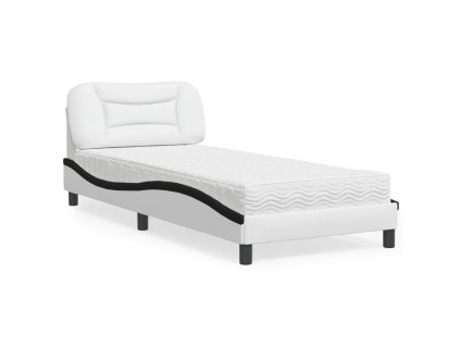 Postel s matrací Hvar bílá a černá 90 x 190 cm umělá kůže 3208695