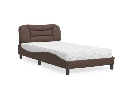 Postel s matrací Hvar hnědá 100 x 200 cm umělá kůže 3208705