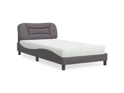 Postel s matrací Hvar šedá 100 x 200 cm umělá kůže 3208706