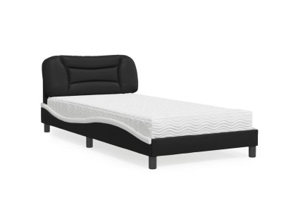 Postel s matrací Hvar černá a bílá 100 x 200 cm umělá kůže 3208708