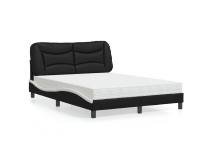 Postel s matrací Hvar černá a bílá 140 x 190 cm umělá kůže 3208722
