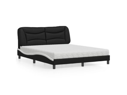 Postel s matrací Hvar černá a bílá 160 x 200 cm umělá kůže 3208736