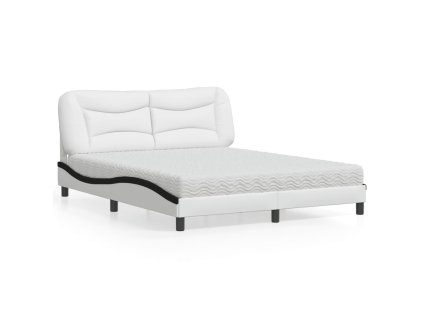 Postel s matrací Hvar bílá a černá 160 x 200 cm umělá kůže 3208737