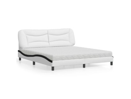 Postel s matrací Hvar bílá a černá 180 x 200 cm umělá kůže 3208744
