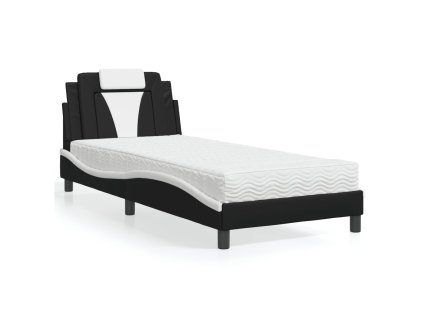 Postel Viana s matrací černá a bílá 90 x 190 cm umělá kůže 3208766