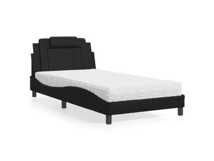 Postel Viana s matrací černá 100 x 200 cm umělá kůže 3208775