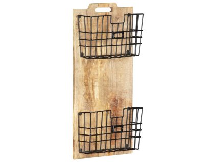 Nástěnný stojan na časopisy 33x10x67 cm masivní hrubý mangovník 285878