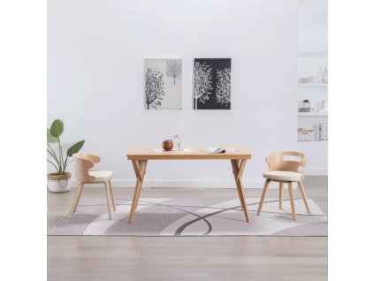 Jídelní židle 2 ks krémové ohýbané dřevo a umělá kůže 283108