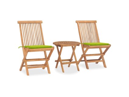 3dílný skládací zahradní jídelní set s poduškou masivní teak 3063182