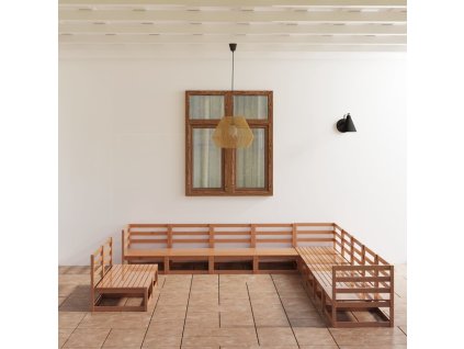 11dílná zahradní sedací souprava medově hnědá masivní borovice 3075877