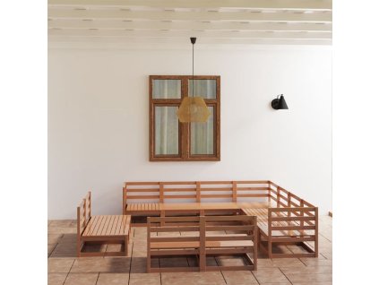 11dílná zahradní sedací souprava medově hnědá masivní borovice 3075887