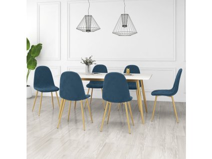 Jídelní židle 6 ks modré samet 3082869