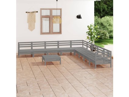 10dílná zahradní sedací souprava masivní borovice šedá 3083121