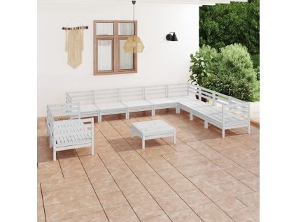 11dílná zahradní sedací souprava masivní borovice bílá 3083200