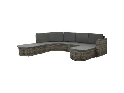 4dílná zahradní sedací souprava s poduškami polyratan šedá 312176
