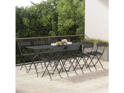 Skládací bistro židle 8 ks černé polyratan a ocel 3152114