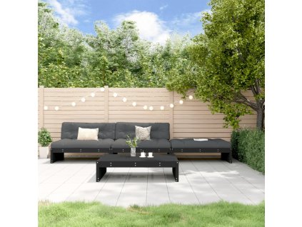 4dílná zahradní sedací souprava s poduškami černá masivní dřevo 3186141