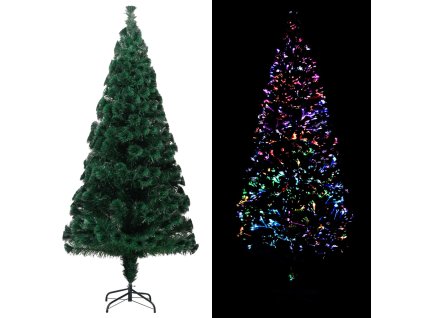 Umělý vánoční stromek se stojanem zelený 210 cm optické vlákno 321029