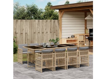 9dílný zahradní jídelní set s poduškami mix béžové polyratan 3210924