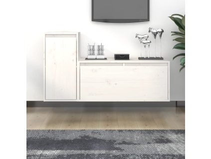 TV skříňky 2 ks bílé masivní borové dřevo 3100110