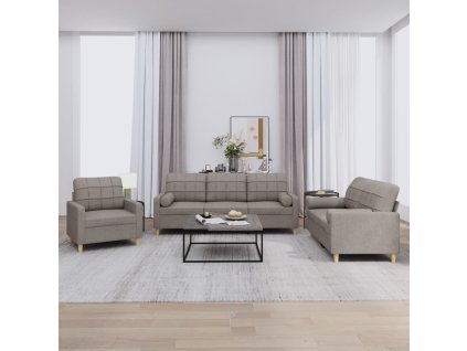3dílná sedací souprava s polštáři taupe textil 3201265