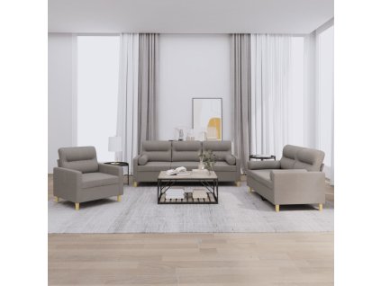 3dílná sedací souprava s polštáři taupe textil 3201559