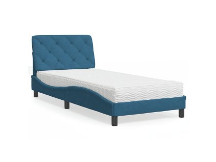 Postel s matrací modrá 90 x 200 cm samet 3208638
