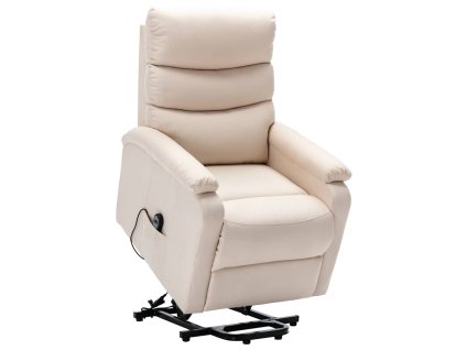 Zvedací křeslo krémové textil 321245