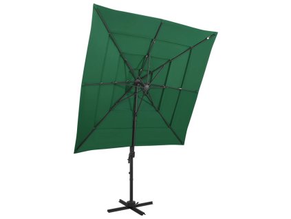 4stupňový zahradní slunečník hliníková tyč zelený 250 x 250 cm 313821