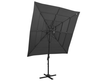 4stupňový zahradní slunečník hliníková tyč antracit 250x250 cm 313822