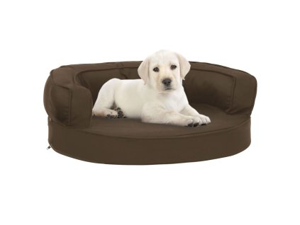 Ergonomický pelíšek pro psy 60 x 42 cm lněný vzhled hnědý 171301