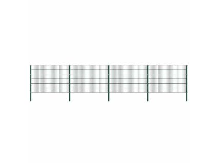 Plotový panel se sloupky železný 694,5 x 120 cm zelený 278664