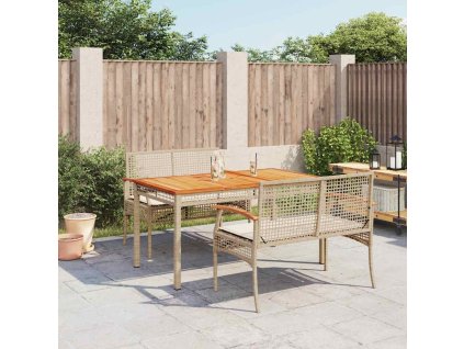 3dílný zahradní jídelní set s poduškami béžový polyratan 3213584