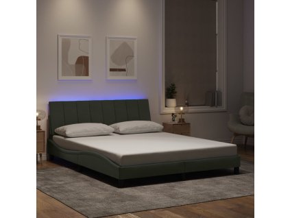 Rám postele s LED osvětlením bez matrace Hanko světle šedý 160 x 200 cm samet 3213787