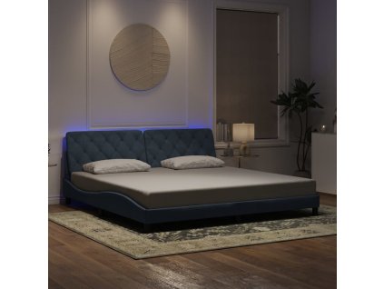 Rám postele s LED bez matrace tmavě šedý 200 x 200 cm samet 3213874