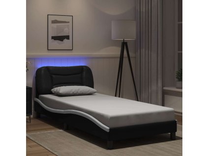 Rám postele s LED bez matrace Hvar černý a bílý 80x200 cm 3213897