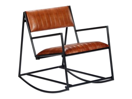Houpací křeslo hnědé pravá kůže 282903