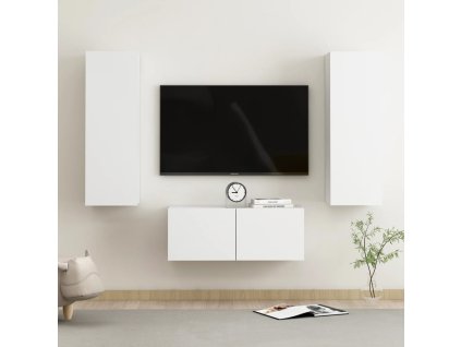 3dílný set TV skříněk bílý kompozitní dřevo 3078658