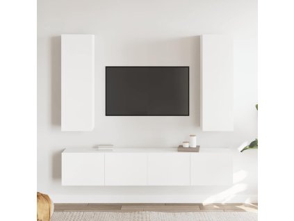4dílný set TV skříněk bílý kompozitní dřevo 3078666