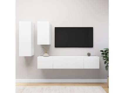 4dílný set TV skříněk bílý kompozitní dřevo 3078732