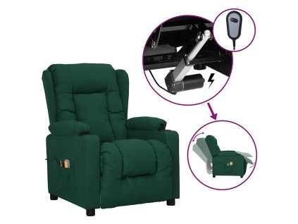 Elektrické masážní křeslo tmavě zelené textil 3098795
