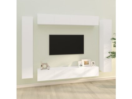 8dílný set TV skříněk bílý kompozitní dřevo 3114294