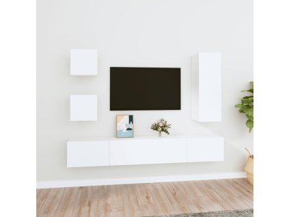 5dílný set TV skříněk bílý kompozitní dřevo 3114438
