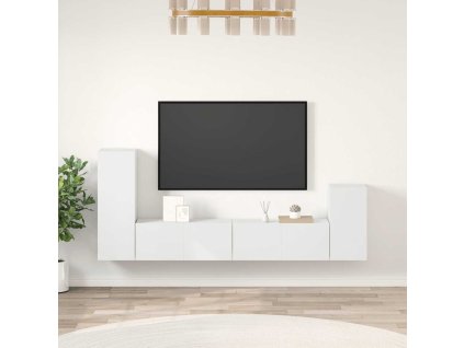 4dílný set TV skříněk bílý kompozitní dřevo 3114622