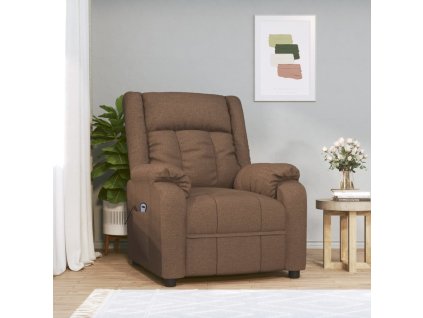 Elektrické polohovací křeslo hnědé textil 3143571