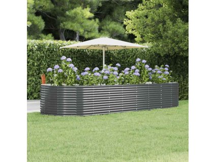 Vyvýšený záhon antracit 367x140x68 cm pozinkovaná ocel 319106