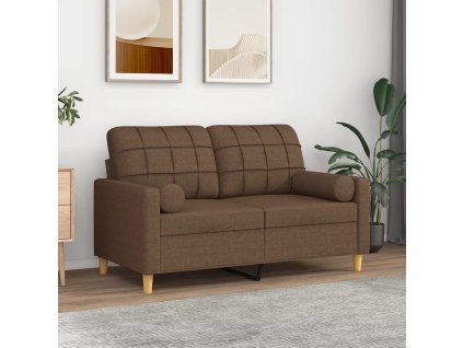 2místná pohovka s polštáři hnědá 120 cm textil 3200777