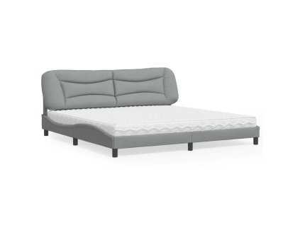 Postel s matrací Hvar světle šedá 200 x 200 cm textil 3208555