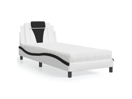Postel Viana s matrací bílá a černá 90 x 200 cm umělá kůže 3208774