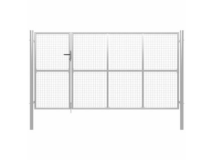Zahradní plotová brána ocel 350 x 150 cm stříbrná 144343